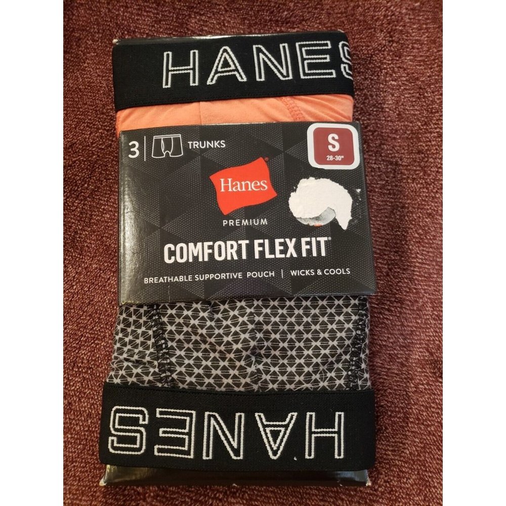 3 Pair Hanes Premium Black Label comfort flex Men's Trunks boxer brief S (28-30)
